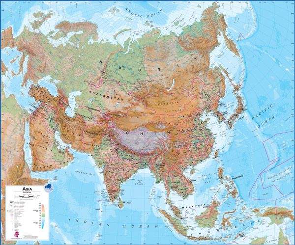 Buy Asia Physical Wall Map By Maps International – The Chart & Map Shop