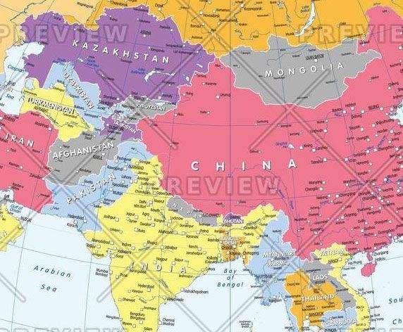 Buy Political Map Of Asia Colour Blind Friendly Wall Map By Cosmographics 2016 The Chart 5914