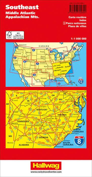 Buy Southeast USA Road Map by Hallwag (2022) – The Chart & Map Shop