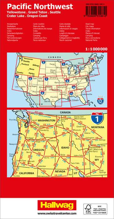 Buy Usa: Pacific Northwest Road Map By Hallwag (2023) – The Chart & Map 