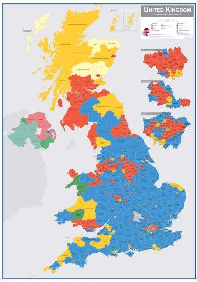 Buy UK Parliamentary Constituency Boundary Wall Map By Maps ...