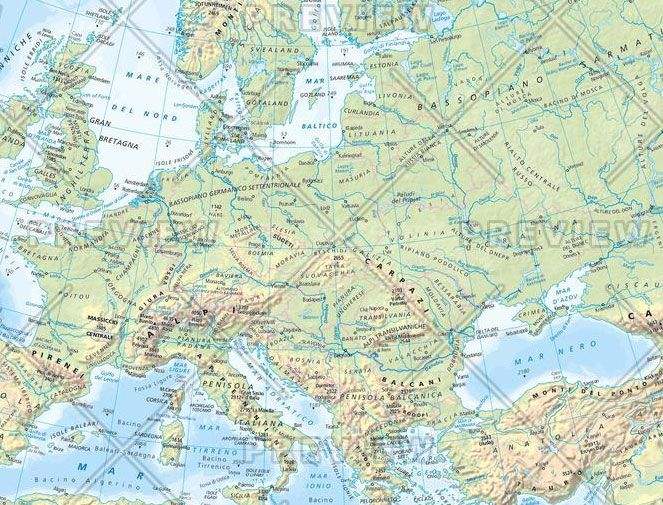 Buy Europe Wall Map Physical Italian Wall Map by Geo4Map (2015) – The ...