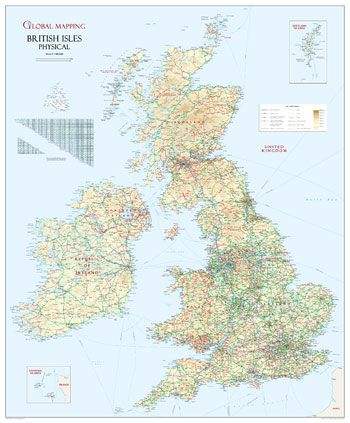 Buy British Isles Physical Large Wall Map by Global Mapping (2016 ...