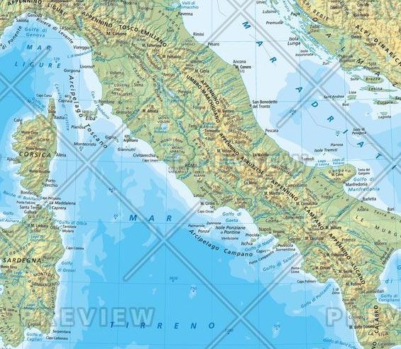 Buy Italy Physical in Italian Wall Map by Geo4Map. (2015) – The Chart ...