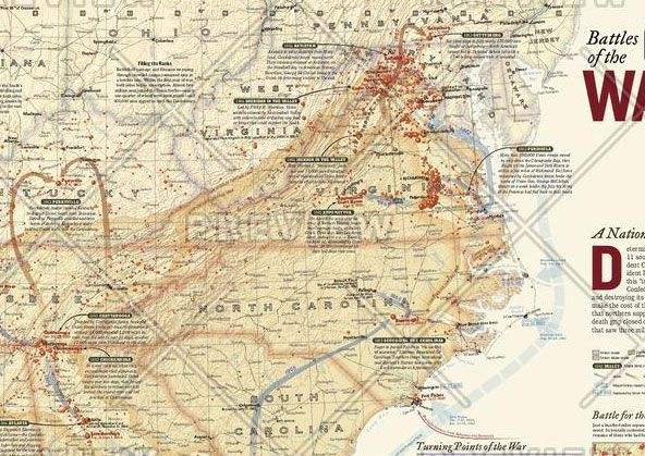 Buy Battles of the Civil War Wall Map by National Geographic (2012 ...