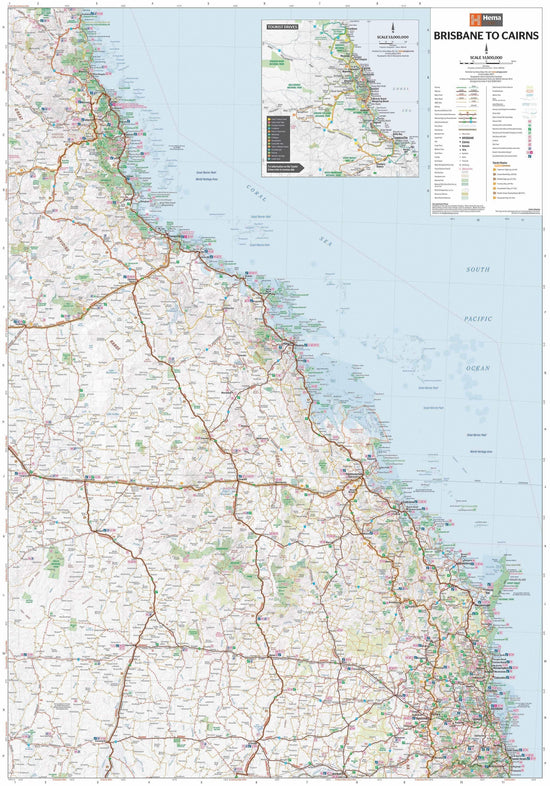 Buy Brisbane to Cairns Road Map (9th Edition) by Hema Maps – The Chart ...