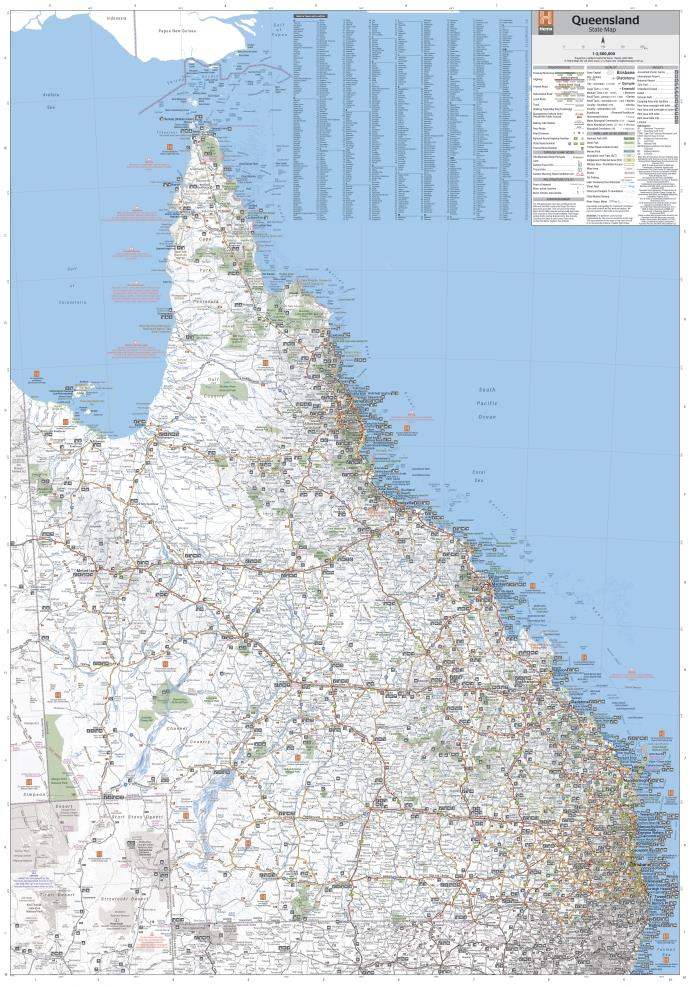 Buy Queensland Road Map (13th Edition) by Hema Maps – The Chart & Map Shop