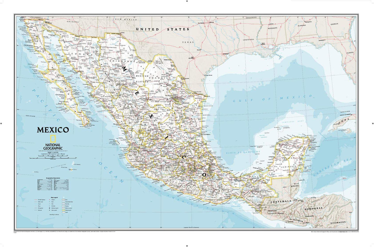 Buy Mexico Wall Map by National Geographic (2019) – The Chart & Map Shop